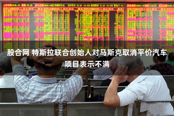 股合网 特斯拉联合创始人对马斯克取消平价汽车项目表示不满