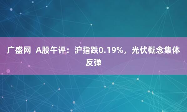 广盛网  A股午评：沪指跌0.19%，光伏概念集体反弹