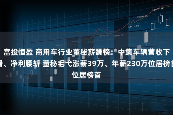 富投恒盈 商用车行业董秘薪酬榜：中集车辆营收下滑、净利腰斩 董秘毛弋涨薪39万、年薪230万位居榜首